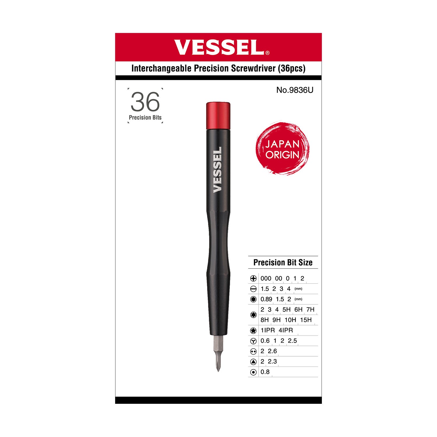 Vessel Tools Interchangeable precision Screwdriver 36PCS. BITS Set No.9836U Sale