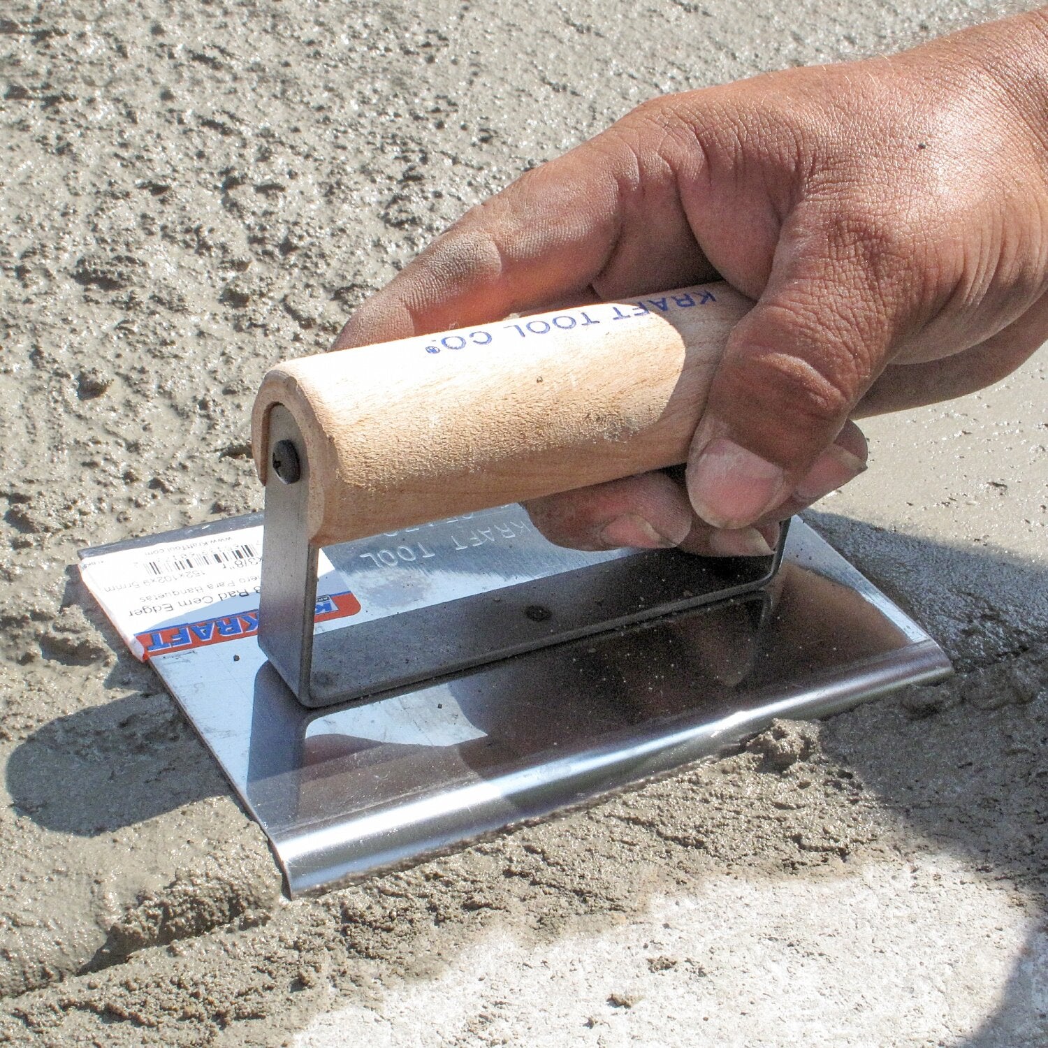 Kraft Tool CF323 10″ x 6″ 1″R Stainless Steel Highway Edger with Wood Handle Supply