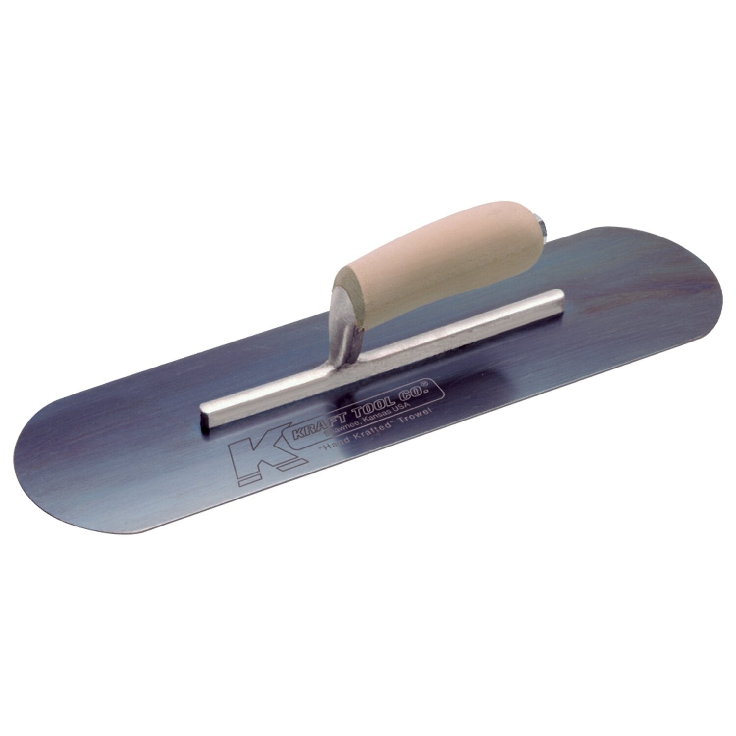 Kraft Tool CF295B 20″ x 5″ Blue Steel Pool Trowel with a Camel Back Wood Handle on a Short Shank Online Sale