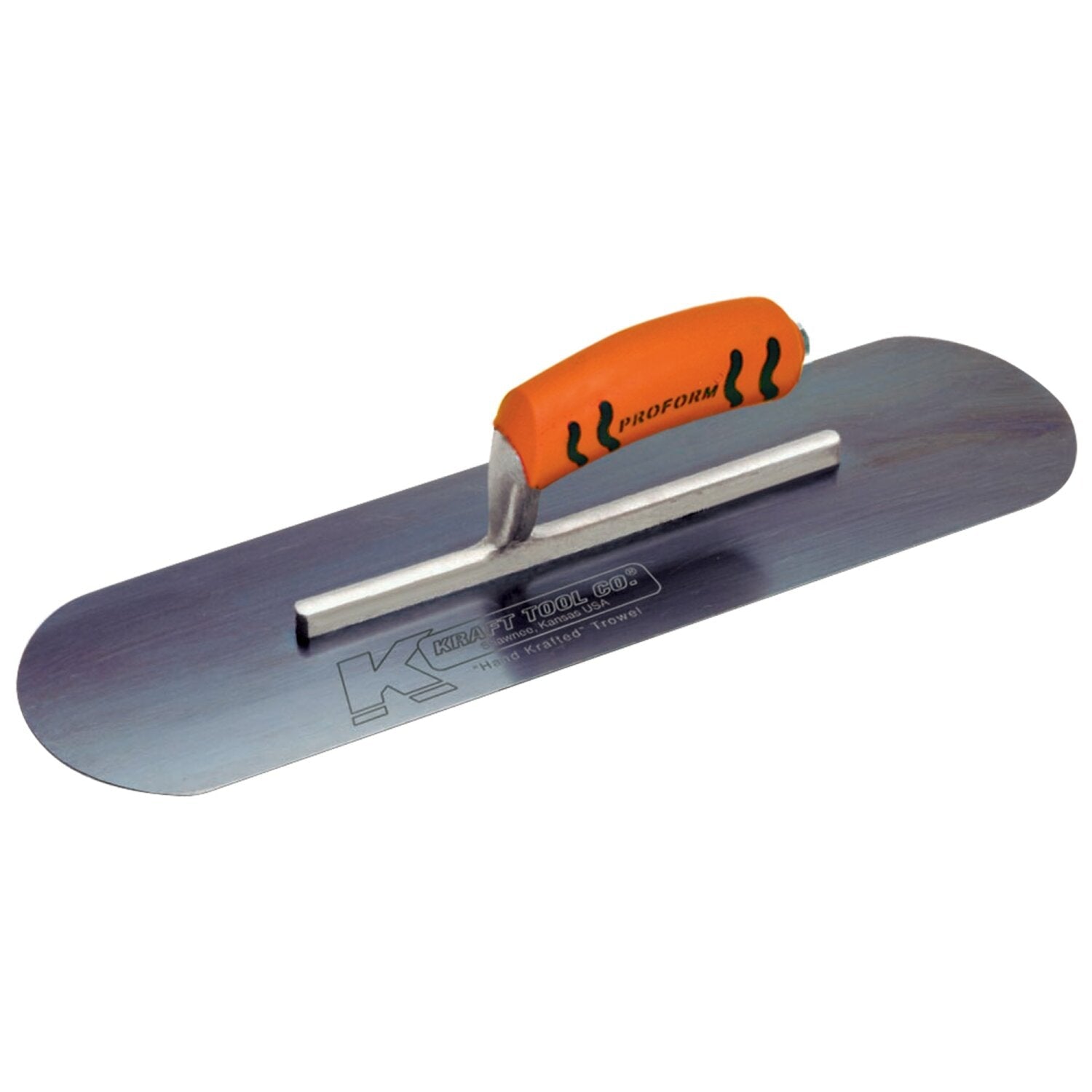 Kraft Tool CF295BPF 20″ x 5″ Blue Steel Pool Trowel with a ProForm Handle on a Short Shank Online Hot Sale