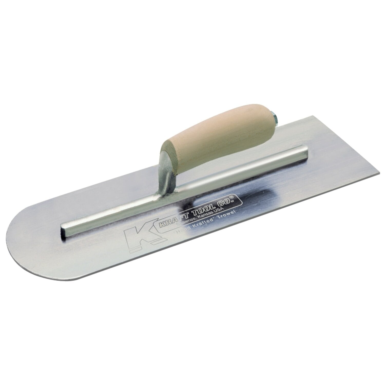 Kraft Tool CF343 18″ x 5″ Round Front/Square Back Carbon Steel Cement Trowel with Camel Back Wood Handle Hot on Sale