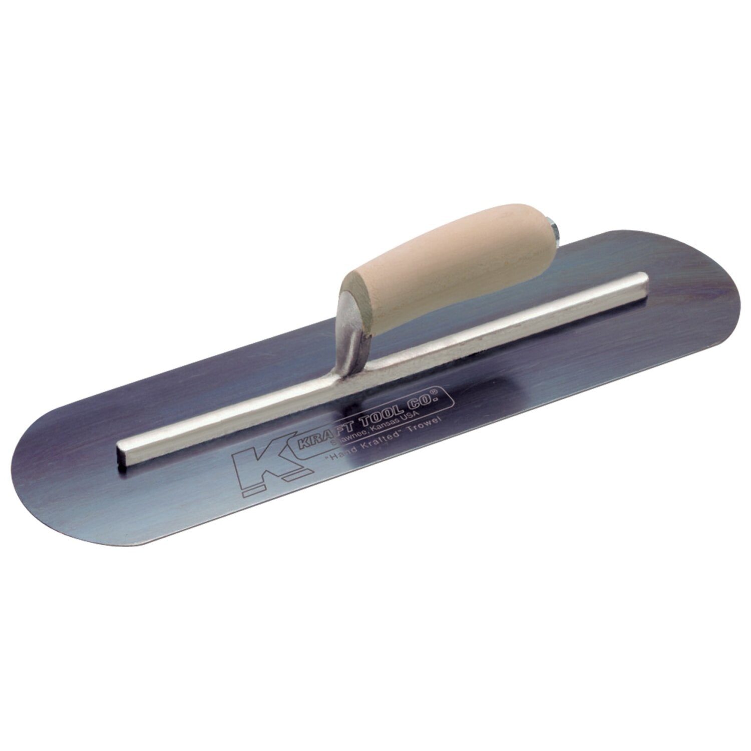 Kraft Tool CF741B 22″ x 4″ Blue Steel Pool Trowel with a Camel Back Wood Handle on a Long Shank Online