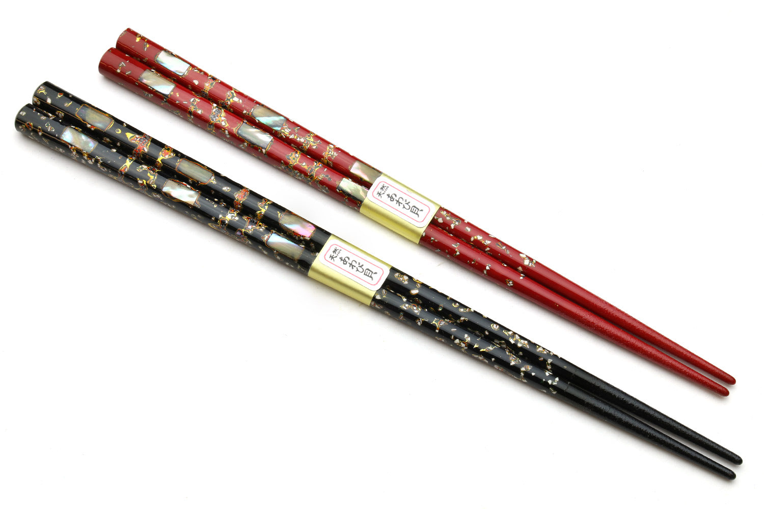 Japanese Premium Chopsticks Black & Red 2pc Set With Traditional Abalone Shell Pattern in Fine Japanese Paulownia Wood Case VER.1 Online Hot Sale
