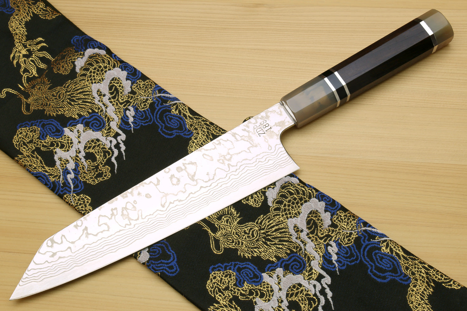 Yoshihiro Hayate ZDP-189 Super High Carbon Stainless Steel Damascus Kiritsuke Knife Octagonal Ebony wood Handle with Triple ring Discount