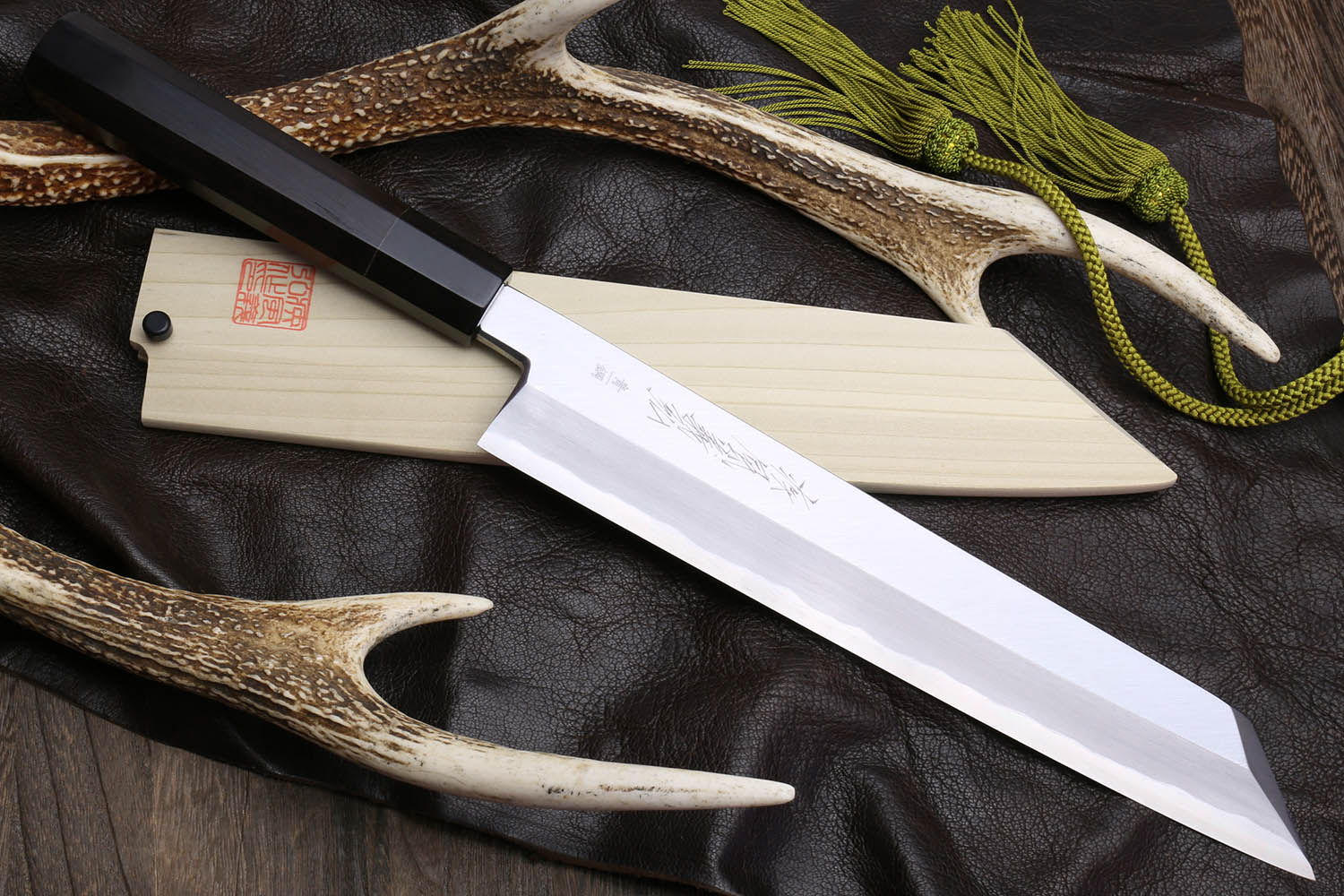 Yoshihiro Aonamiuchi Blue Steel #1 Kiritsuke Multipurpose Chef Knife with Ebony Handle Hot on Sale