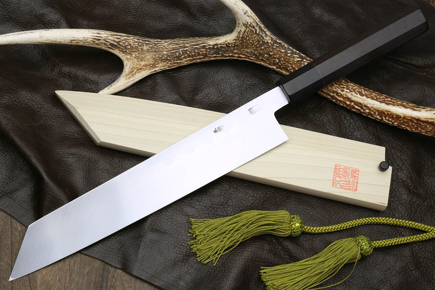 Yoshihiro Aonamiuchi Blue Steel #1 Kiritsuke Multipurpose Chef Knife with Ebony Handle Hot on Sale