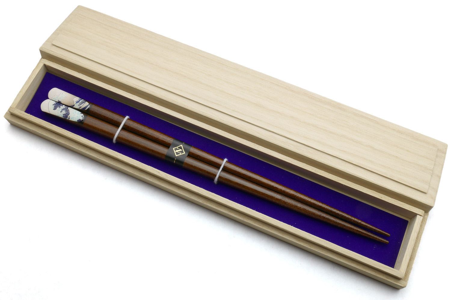 Premium Japanese Ebony Wood Chopsticks — Great Wave Design Lacquered Pair in Paulownia Box Discount