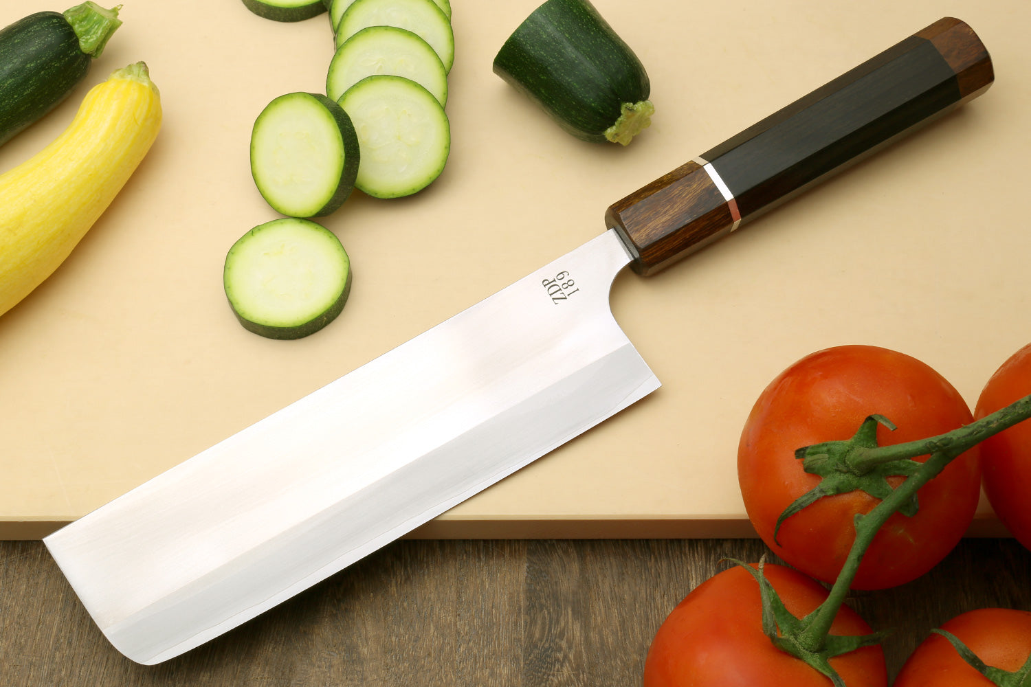 Yoshihiro Hayate ZDP-189 Super High Carbon Stainless Steel Nakiri Vegetable Chef Knife 7″ (180mm) Premium Ebony wood Handle with Sterling Silver Nuri Saya Cover Supply