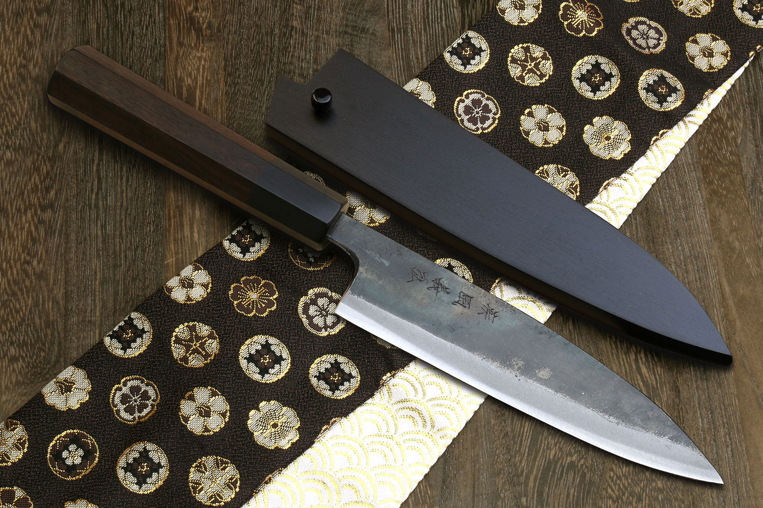 Yoshihiro Aogami Super Blue High Carbon Steel Kurouchi Petty Utility Knife with Shitan Wood Handle Supply