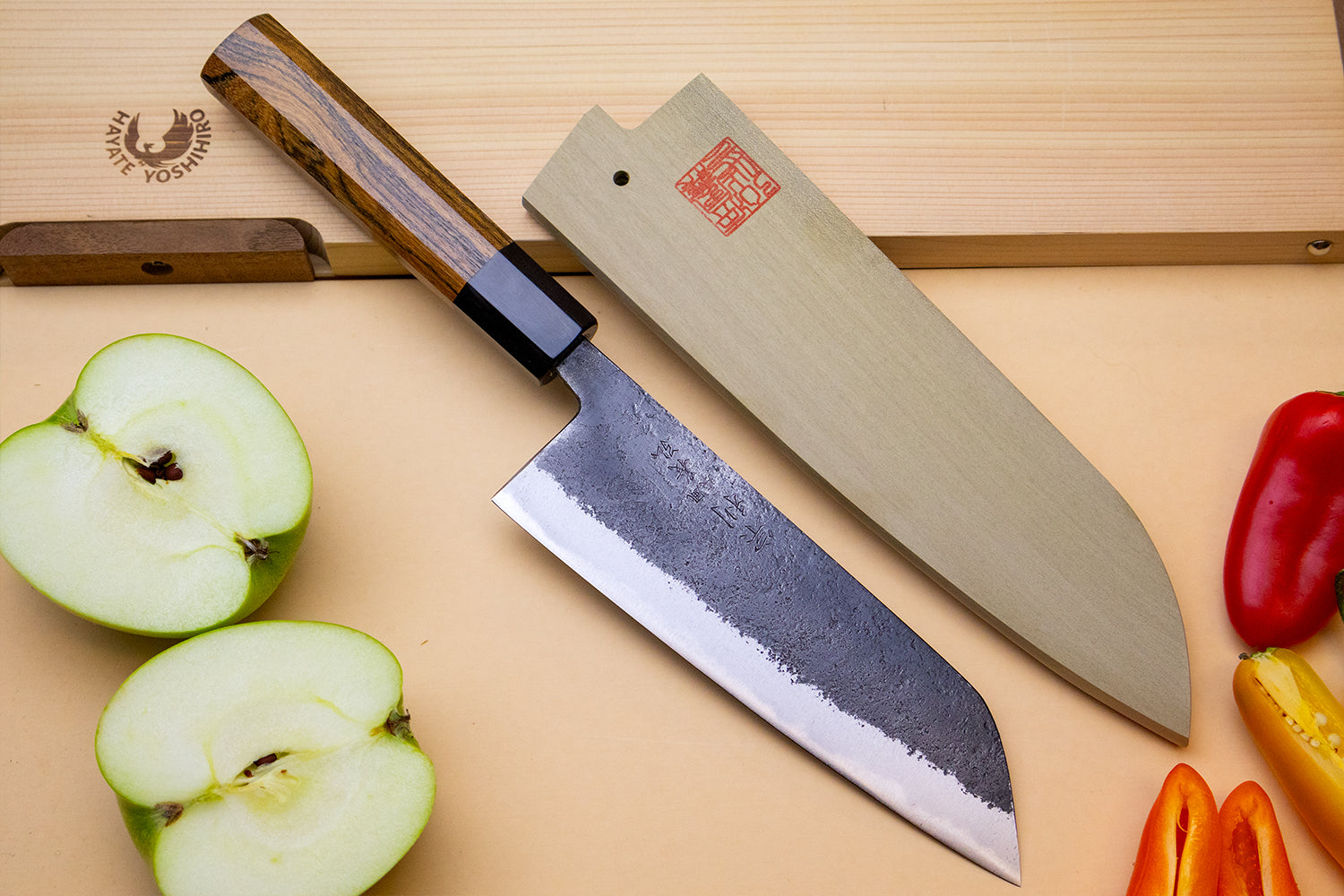 Yoshihiro Nashiji High Carbon White Steel #2 Japanese Bunka Chefs Knife with Cocobolo Wood Handle Supply