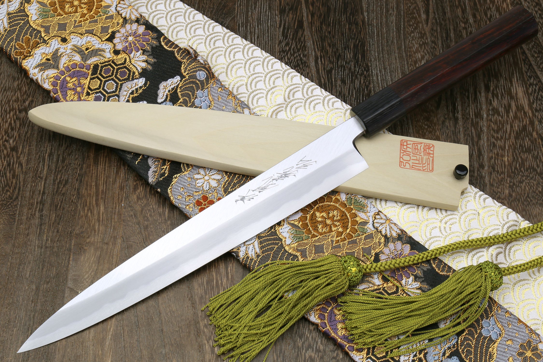 Yoshihiro Left Handed Kasumi White Steel Yanagi Sushi Sashimi Japanese Knife Shitan Handle on Sale