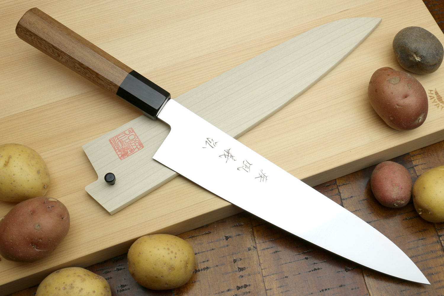 Yoshihiro VG-1 Gold Stainless Steel Gyuto Japanese Chefs Knife Ambrosia Handle with Saya Cover Online Hot Sale