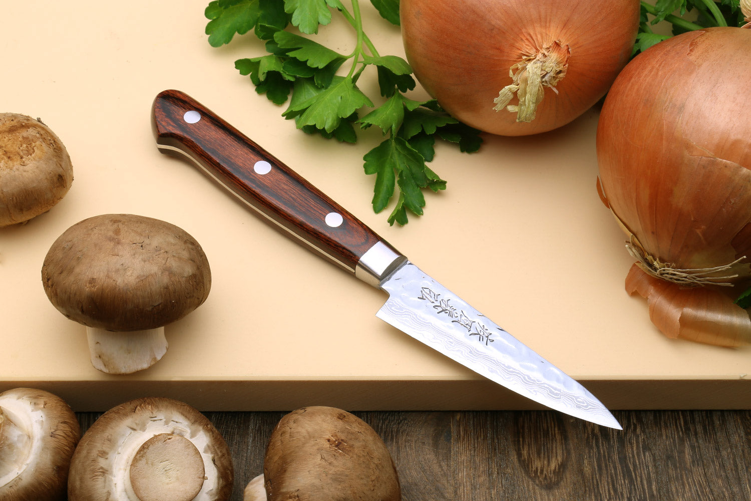Yoshihiro VG-10 16 Layer Hammered Damascus Stainless Steel Paring Knife 3.2″ Online Sale
