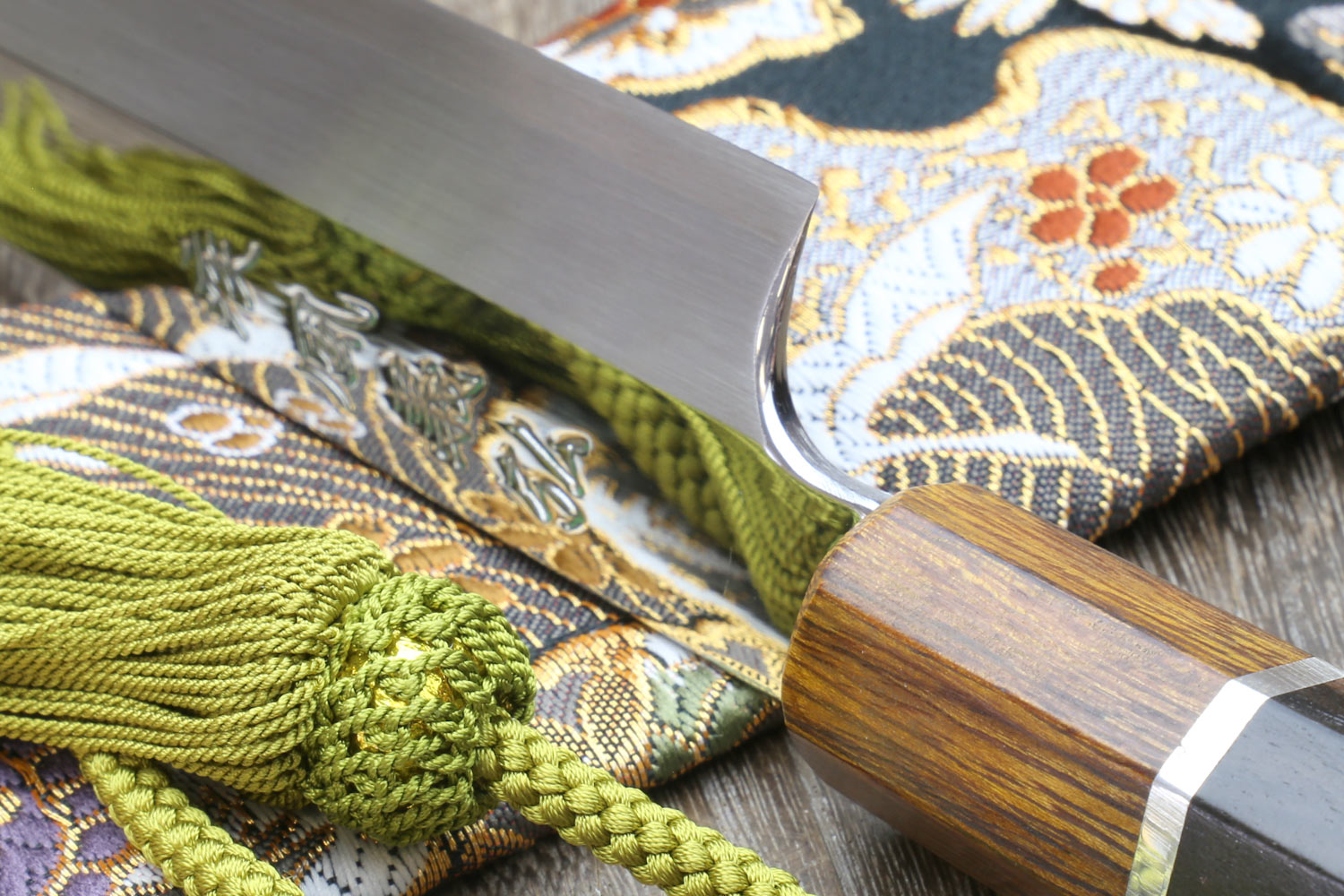 Yoshihiro VG-10 Stainless Steel Mirror Finished Yanagi Kiritsuke Sushi Sashimi Japanese Knife with Ebony Handle Sterling Silver Ring and  Nuri Saya Cover Hot on Sale
