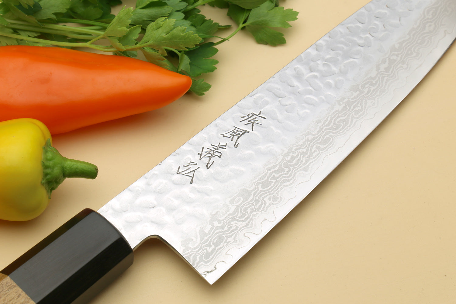 Yoshihiro VG-10 46 Layers Hammered Damascus Santoku Knife Japanese Multipurpose Chef Knife (Octagonal Ambrosia Handle) Online Hot Sale