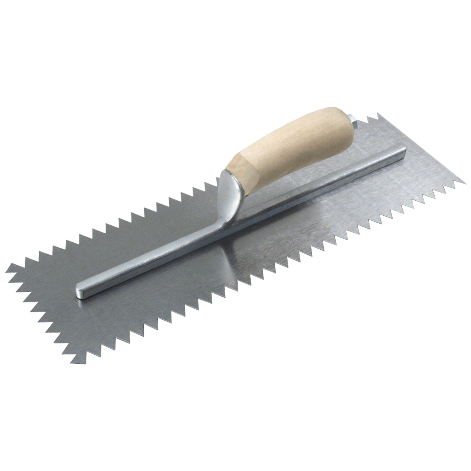 Kraft Tool PL630 16″ x 5″ 1/2″ x 1/2″ V Notch Scratcher Trowel with Wood Handle Supply