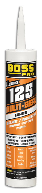 Boss Products 125 Multi-Seal® Building Construction Sealant, 10.1 oz Cartridge, White Fashion