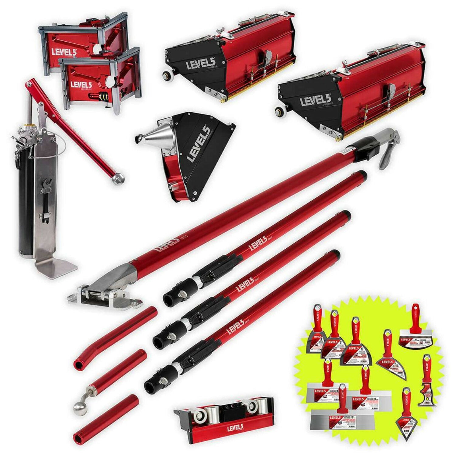 Level5 4-626 10/12″ MEGA Flat Boxes, 3/3.5″ Corner Finishers, Angle Box, Pump, Roller, Std. Handles Online Hot Sale