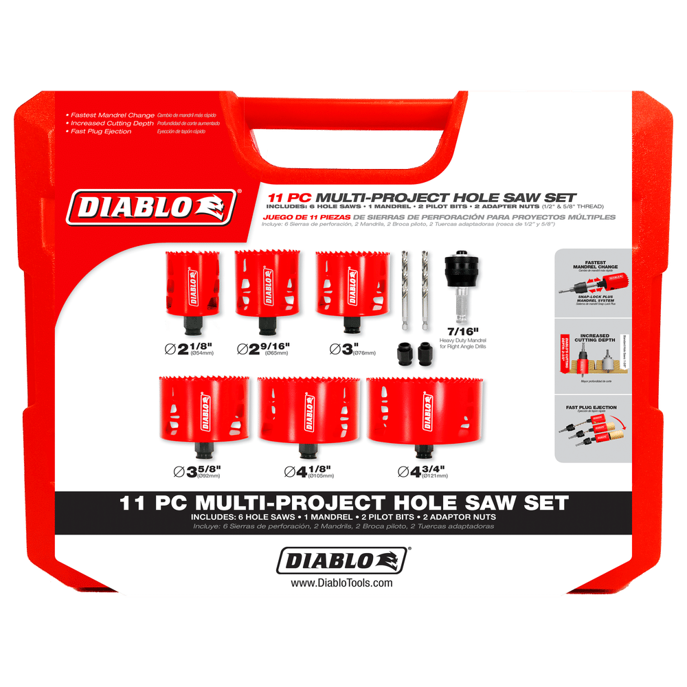 Diablo Tools DHS11SLD 11 pc Multi-Project Bi-Metal Hole Saw Set Online Sale