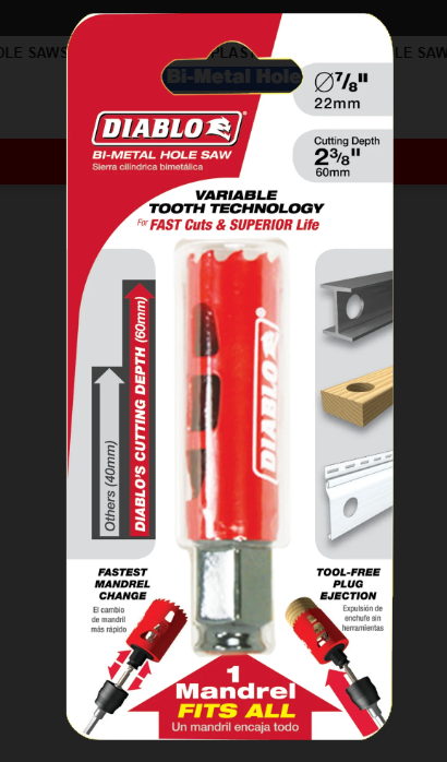Diablo Tools DHS0875 7/8″ Bi-Metal Hole Saw Online