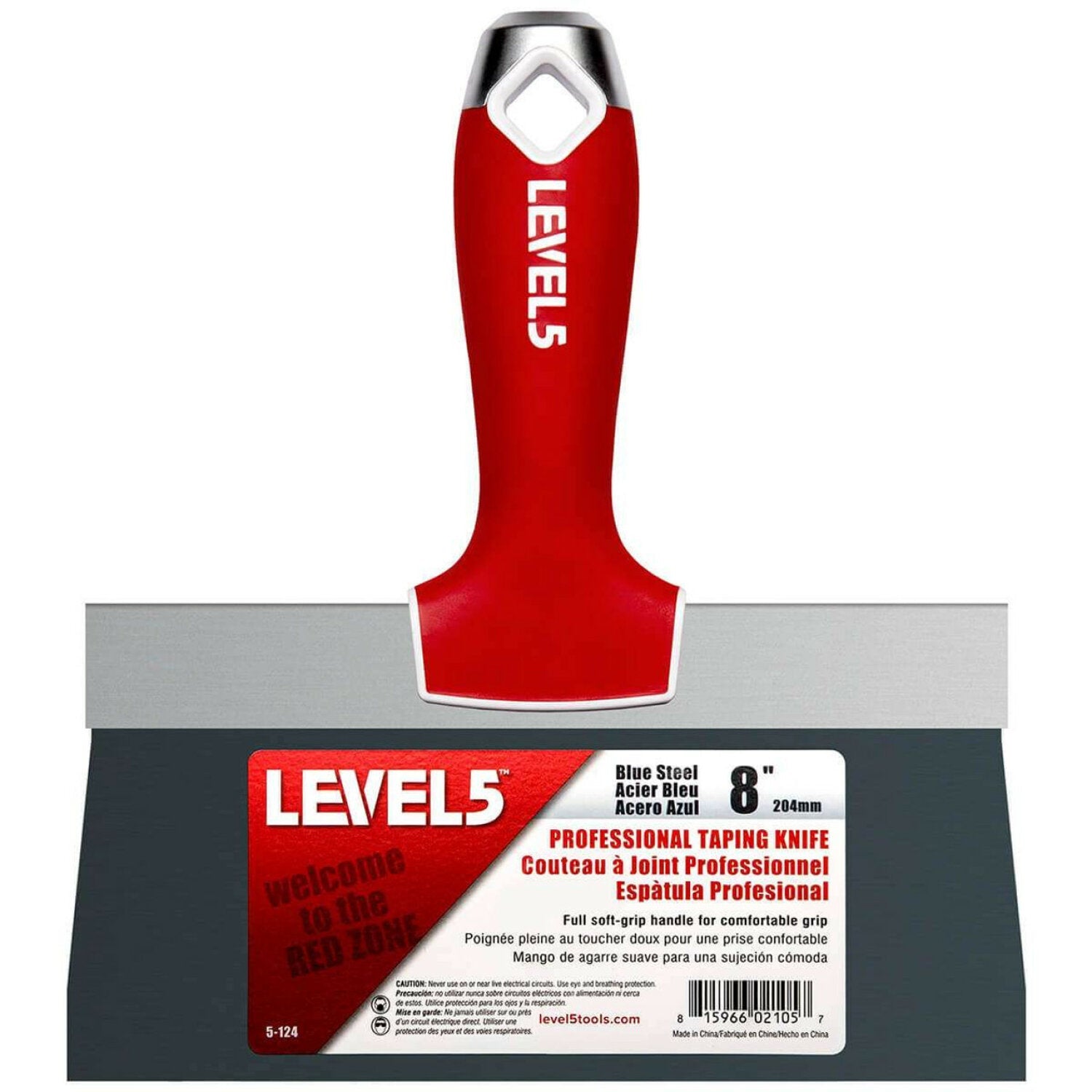 Level5 5-124 8″ Blue Steel Taping Knife w/ Soft Grip Handle Supply