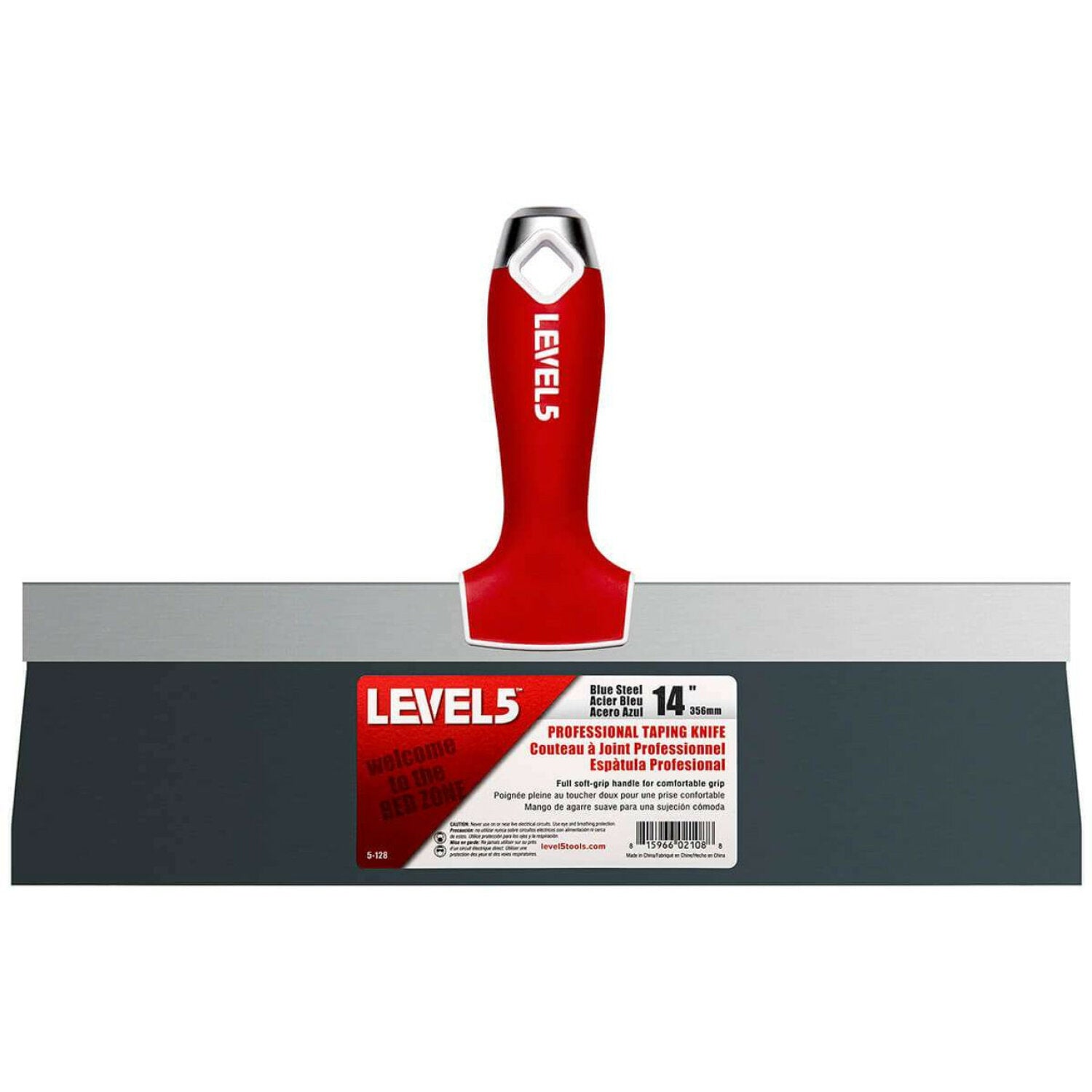 Level5 5-128 14″ Blue Steel Taping Knife w/ Soft Grip Handle Fashion