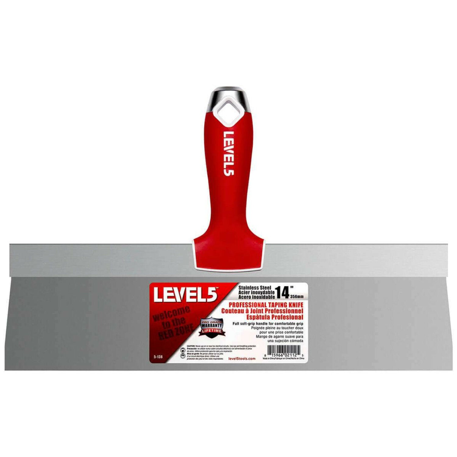 Level5 5-138 14″ Stainless Steel Taping Knife w/ Soft Grip Handle Fashion