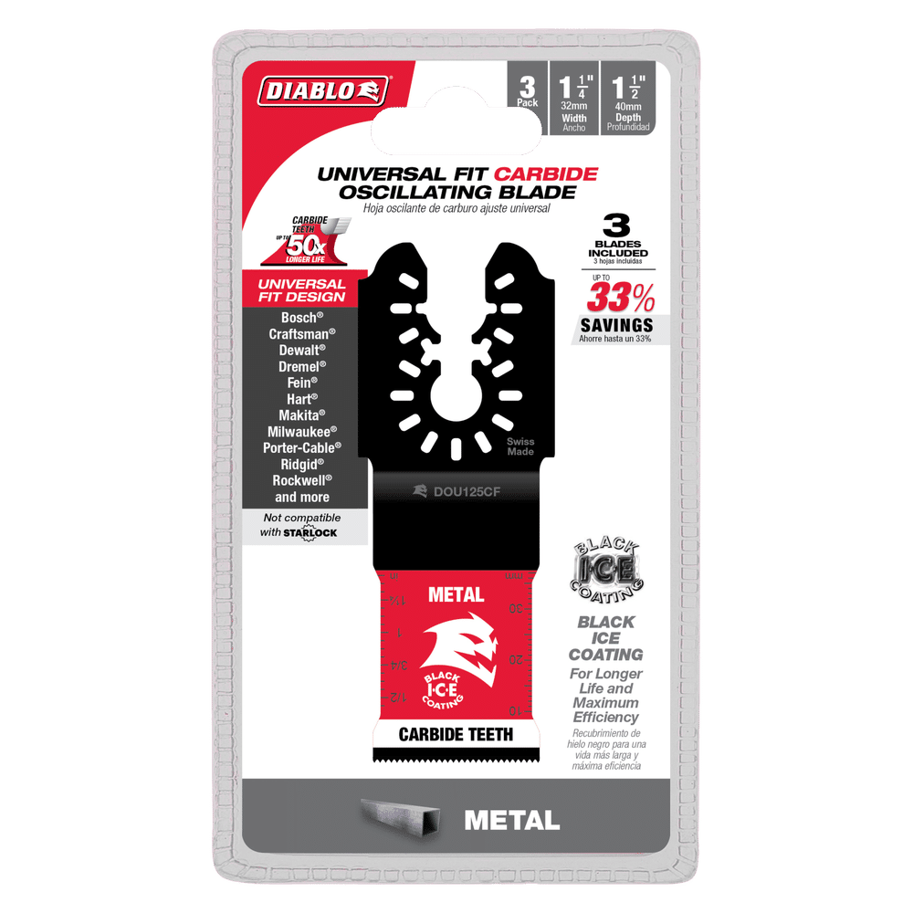 Diablo Tools DOU125CF3 1-1/4″ AMPED™ Steel Demon™ Universal Fit Carbide Teeth Oscillating Blades for Metal (3 pack) Sale
